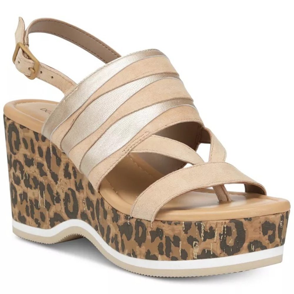 Donald J. Pliner Valri Tan Brown Suede Leopard Print Wedge Heels Size 10M